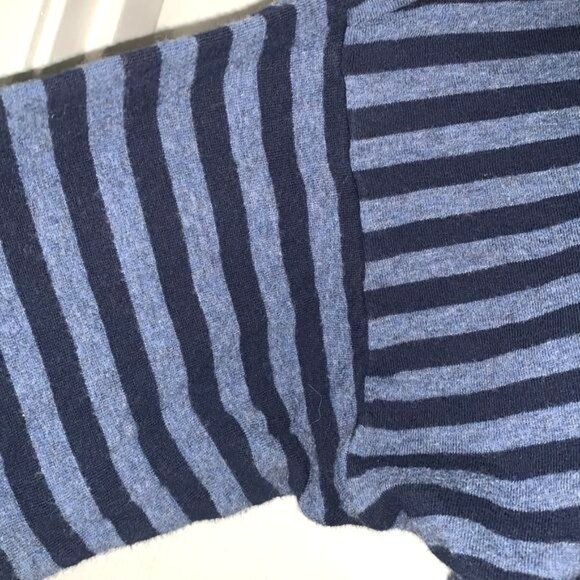 Chaps Striped Hooded Pullover Sweatshirt M 100% Cotton Navy & Light Blue - Picture 5 of 10